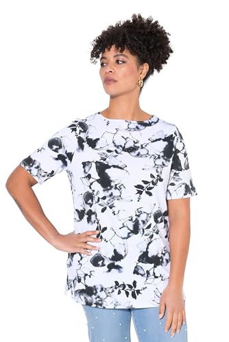 MIAMODA Damen große Größen Übergrößen Plus Size T-Shirt, A-Linie, Blumendruck schwarz 50 839594100-50 von MIAMODA