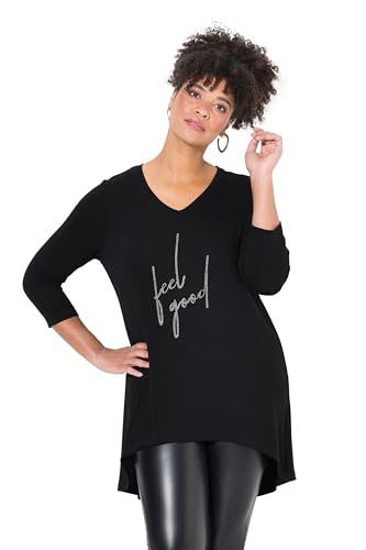 MIAMODA Damen große Größen Übergrößen Plus Size T-Shirt, A-Linie, Feel Good schwarz 50 839056100-50 von MIAMODA