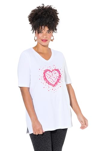 MIAMODA Damen große Größen Übergrößen Plus Size T-Shirt, A-Linie, Herz-Print schneeweiß 48 839085200-48 von MIAMODA