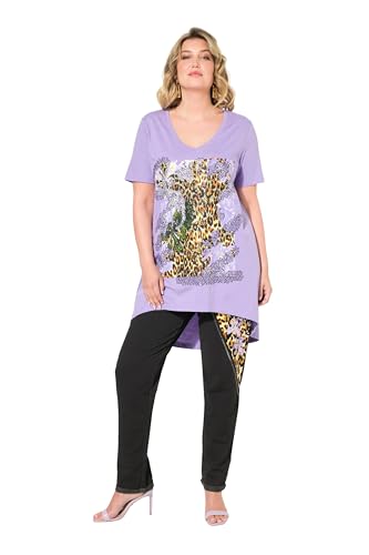 MIAMODA Damen große Größen Übergrößen Plus Size T-Shirt, A-Linie, Leo-Motiv, Halbarm fliederviolett 44 834100813-44 von MIAMODA