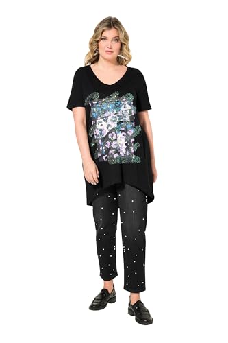 MIAMODA Damen große Größen Übergrößen Plus Size T-Shirt, A-Linie, Leo-Motiv, Halbarm schwarz 48 834098100-48 von MIAMODA