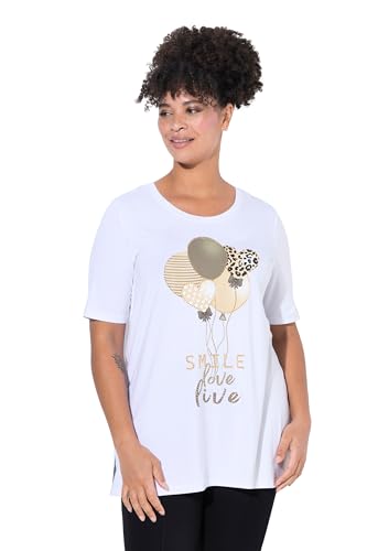 MIAMODA Damen große Größen Übergrößen Plus Size T-Shirt, A-Linie, Luftballon-Motiv schneeweiß 48 839257200-48 von MIAMODA