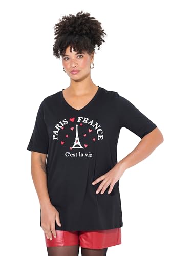 MIAMODA Damen große Größen Übergrößen Plus Size T-Shirt, A-Linie, Paris schwarz 48 837582100-48 von MIAMODA