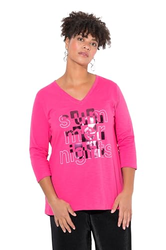 MIAMODA Damen große Größen Übergrößen Plus Size T-Shirt, A-Linie, Statement, 3/4-Ärmel hibiskuspink 44 837529510-44 von MIAMODA