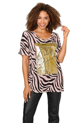 MIAMODA Damen große Größen Übergrößen Plus Size T-Shirt, Animalmuster, Golddruck beige 54 202389304-54 von MIAMODA