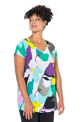 MIAMODA Damen große Größen Übergrößen Plus Size T-Shirt, Oversized, Floral-Druck, V-Ausschnitt Pflaume 50 833003837-50 von MIAMODA