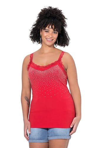 MIAMODA Damen große Größen Übergrößen Plus Size Top, ärmelloser Slim Fit, Glitzersteinchen, Spitze rot 48 840494535-48 von MIAMODA