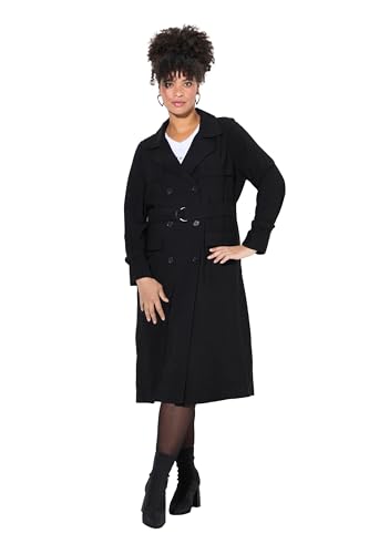 MIAMODA Damen große Größen Übergrößen Plus Size Trenchcoat, Classic Fit, Jeansoptik schwarz 48 833987100-48 von MIAMODA