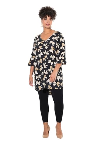 MIAMODA Damen große Größen Übergrößen Plus Size Tunika, A-Linie, Alloverdruck, 3/4-Ärmel schwarz 48 837100100-48 von MIAMODA