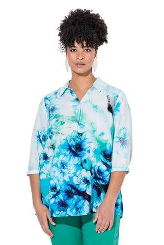 MIAMODA Damen große Größen Übergrößen Plus Size Tunika, A-Linie, Blumen-Verlaufsmuster saphirblau 48 840467750-48 von MIAMODA