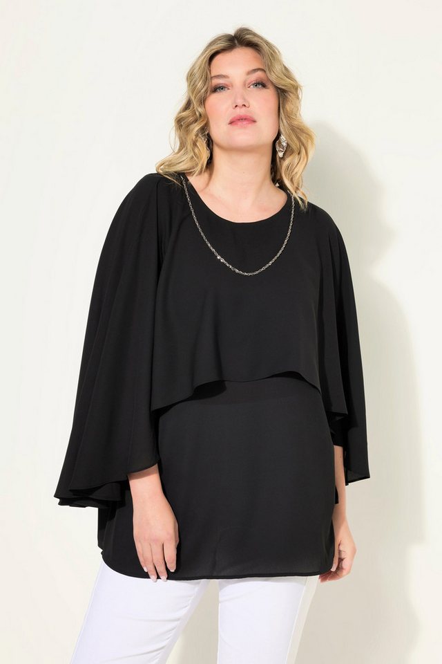 MIAMODA Druckbluse Bluse Krepp Schulter-Überwurf abnehmbare Kette von MIAMODA