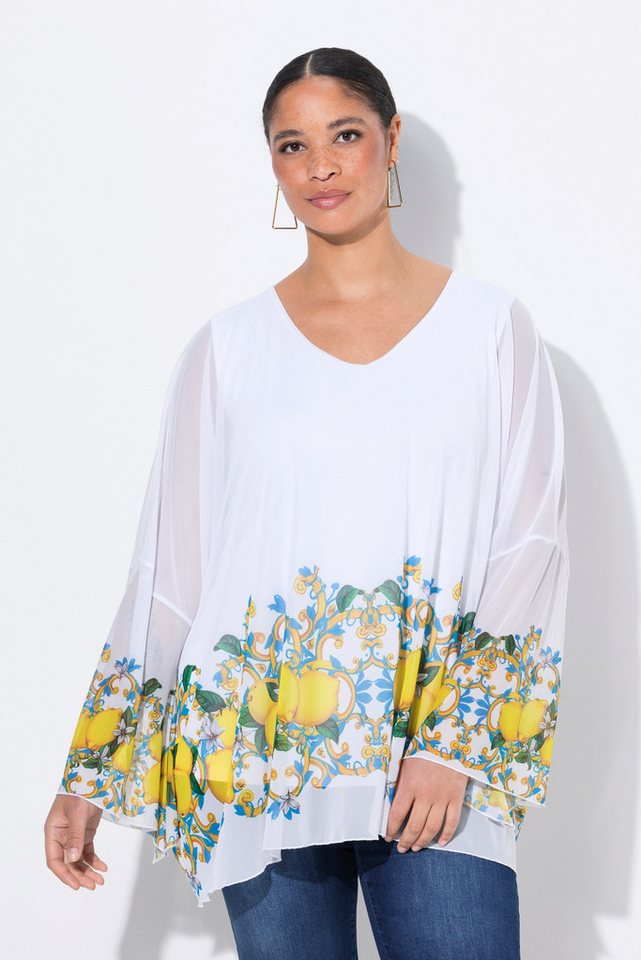 MIAMODA Druckbluse Meshbluse oversized Zitronen-Bordüre von MIAMODA
