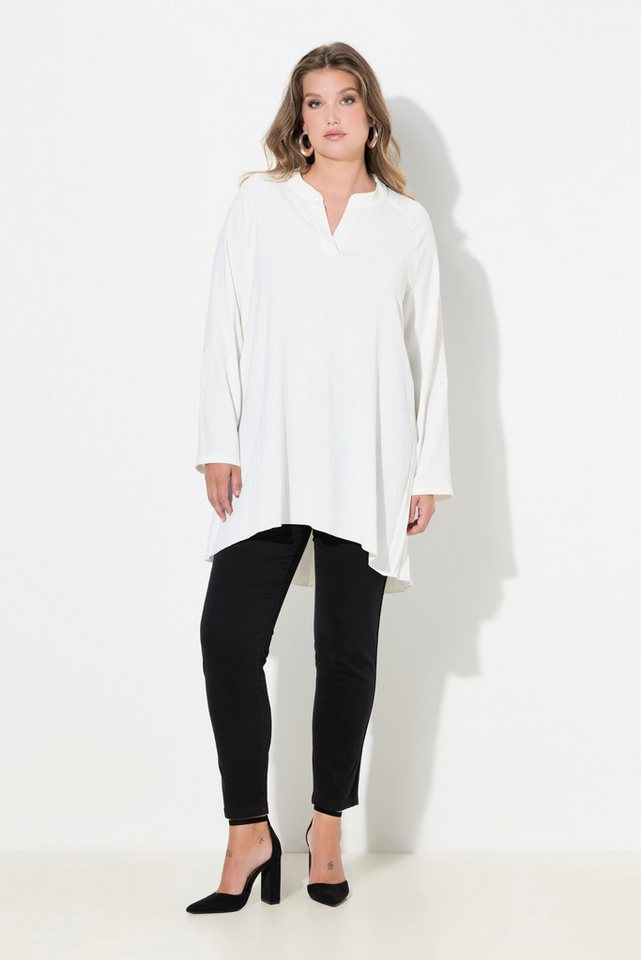 MIAMODA Hemdbluse Bluse A-Linie Rücken aus Plissee Raglan-Langarm von MIAMODA