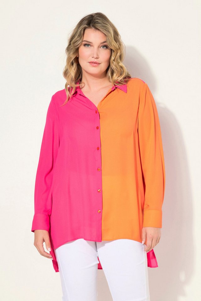 MIAMODA Hemdbluse Bluse A-Linie Satin Colorblocking Langarm von MIAMODA