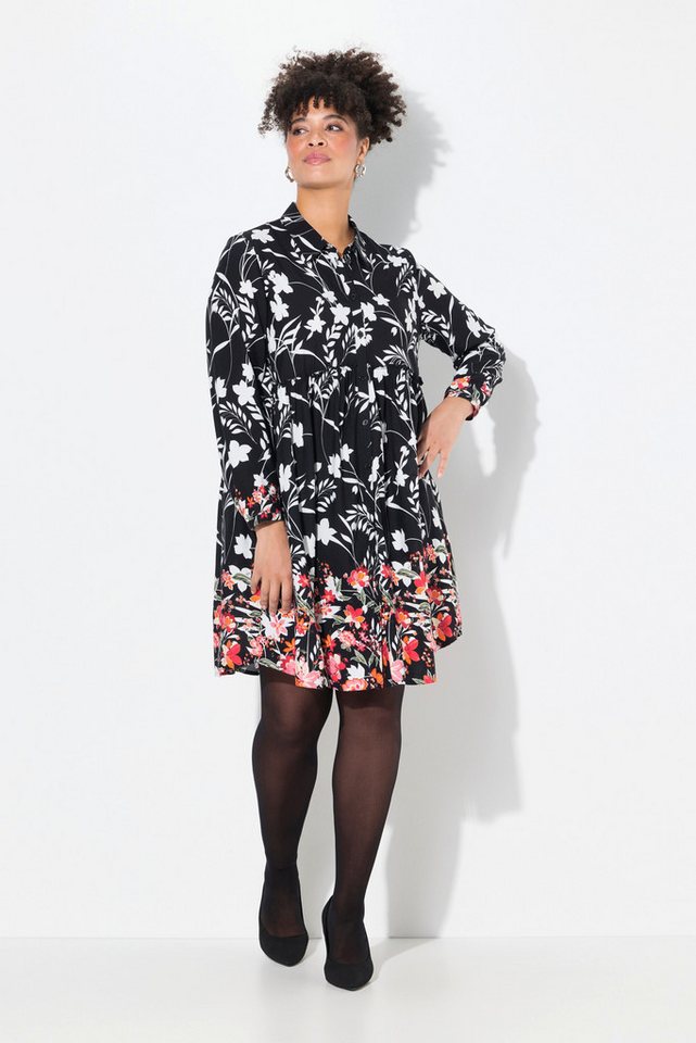 MIAMODA Hemdbluse Bluse A-Linie Volant mit Blütenmuster von MIAMODA