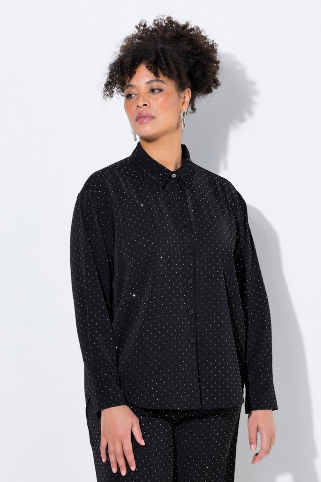 MIAMODA Hemdbluse Bluse oversized allover mit Glitzersteinchen von MIAMODA