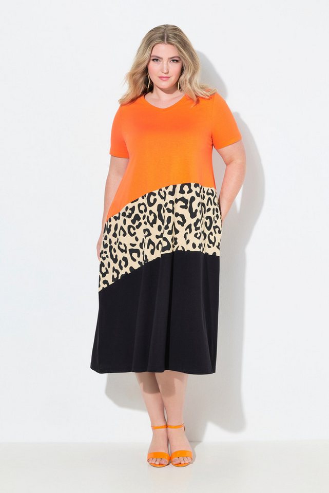 MIAMODA Jerseykleid Kleid A-Linie Colorblocking mit Animalprint von MIAMODA