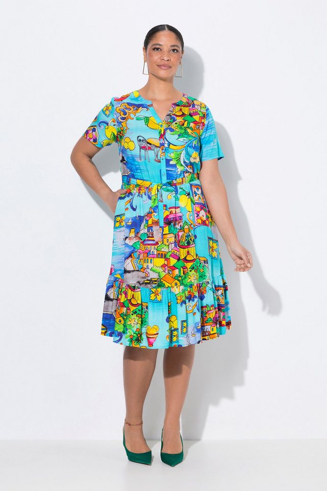 MIAMODA Jerseykleid Kleid A-Linie Italien-Muster Saumvolant von MIAMODA