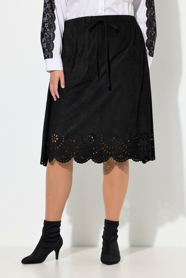 MIAMODA Jerseyrock Midirock weite A-Linie Velours Lochstickerei von MIAMODA