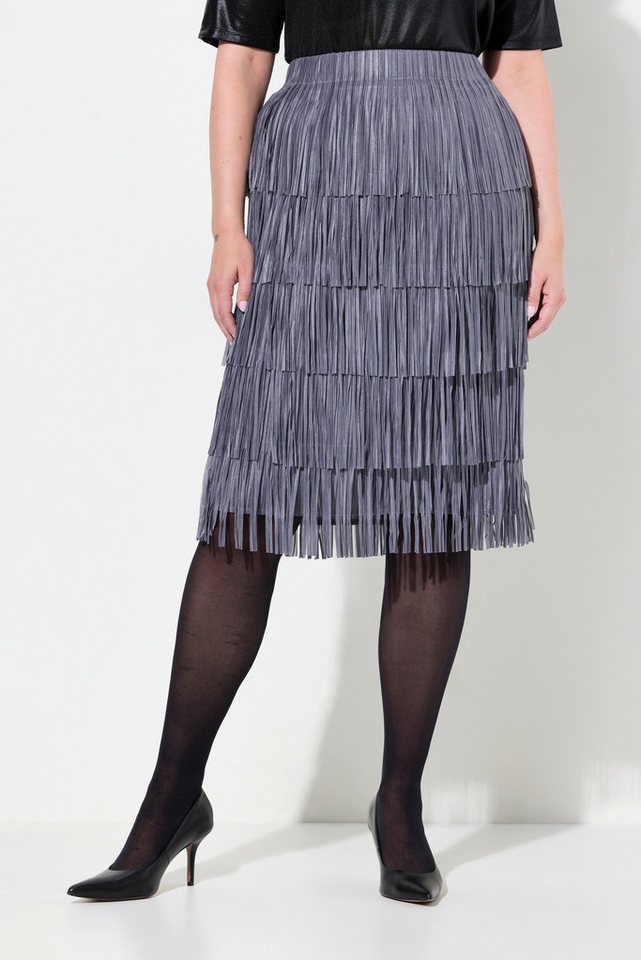 MIAMODA Jerseyrock Fransenrock Straight Fit Elastikbund von MIAMODA