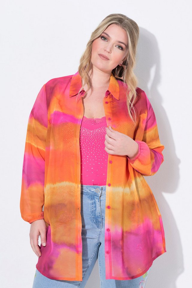 MIAMODA Longbluse Bluse A-Linie Chiffon Punkte/floral von MIAMODA