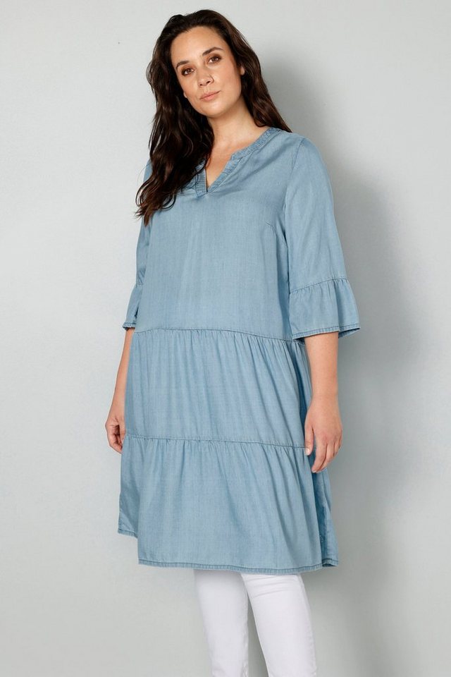 MIAMODA Longbluse Lyocell-Tunika Longform mit Volants von MIAMODA