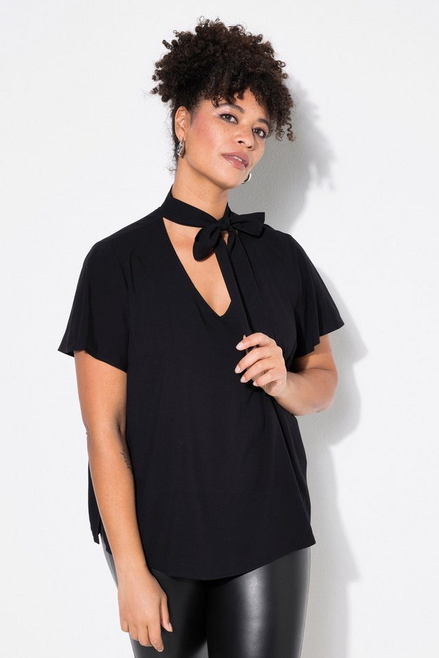 MIAMODA Longbluse Schluppenbluse A-Linie Satin Flügel-Halbarm von MIAMODA