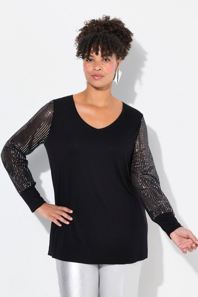 MIAMODA Longsleeve T-Shirt A-Linie Glitzerjersey-Langarm von MIAMODA
