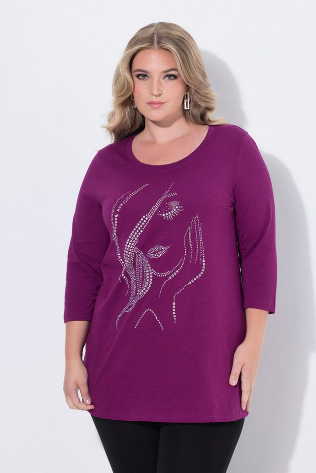 MIAMODA Longsleeve T-Shirt Classic Fit Frauen Glitzermotiv von MIAMODA