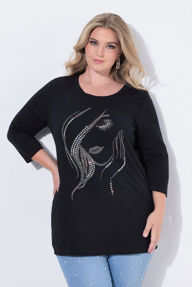 MIAMODA Longsleeve T-Shirt Classic Fit Frauen Glitzermotiv von MIAMODA