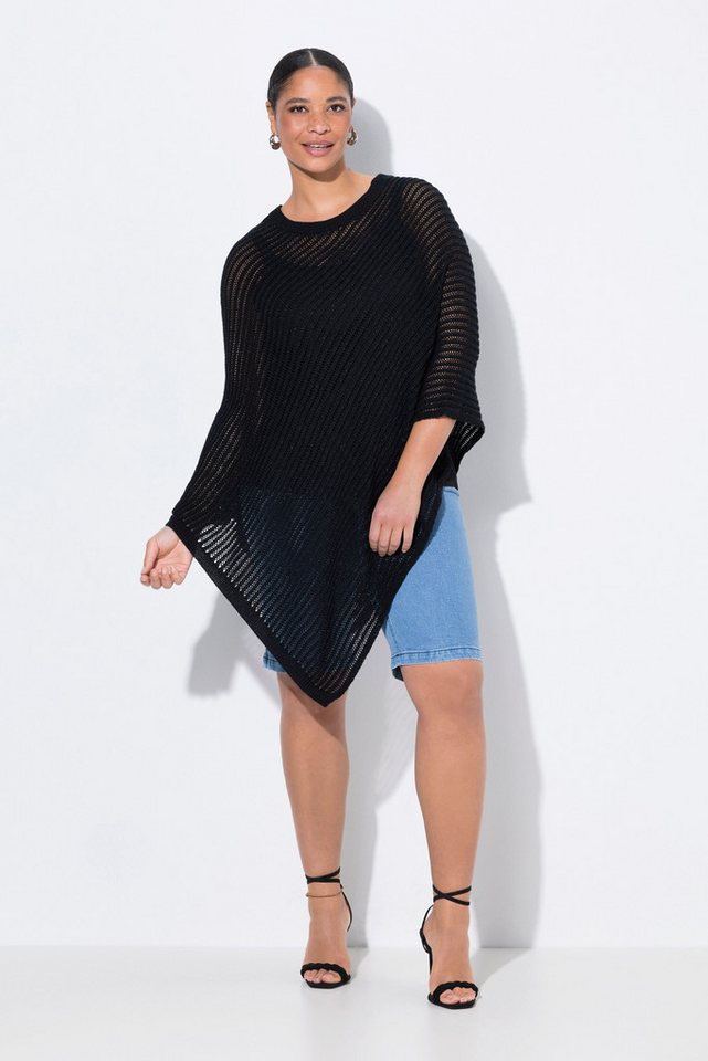 MIAMODA Pullunder Poncho oversized Glitzer-Strick Zipfelsaum von MIAMODA