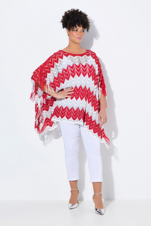 MIAMODA Pullunder Poncho oversized Zackenstrick mit Glitzer von MIAMODA