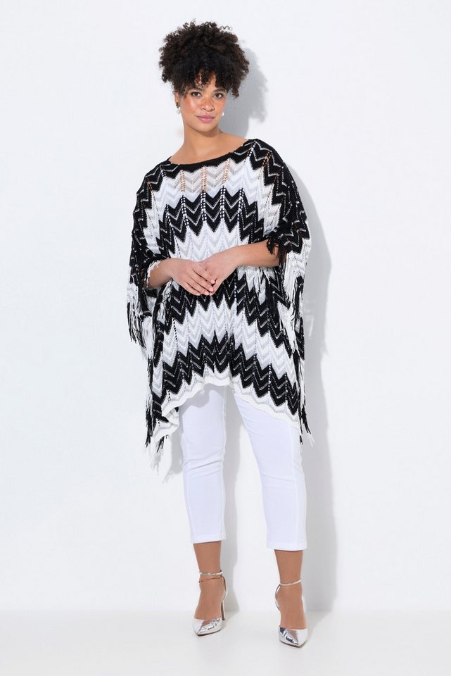 MIAMODA Pullunder Poncho oversized Zackenstrick mit Glitzer von MIAMODA
