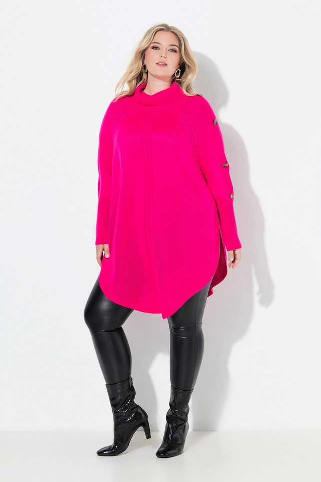 MIAMODA Pullunder Pullover Poncho-Style Zopfmuster Zipfelsaum von MIAMODA
