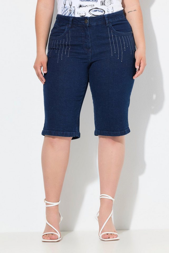 MIAMODA 5-Pocket-Jeans Jeans-Bermuda gerade Glitzersteinchen-Strahlen von MIAMODA