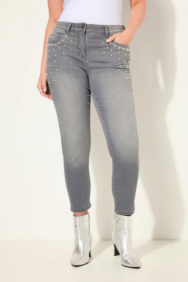 MIAMODA Regular-fit-Jeans Jeans Skinny Fit Zierperlen an den Taschen von MIAMODA