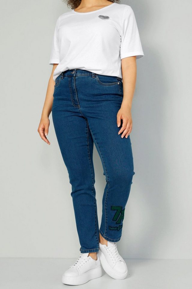 MIAMODA Regular-fit-Jeans Jeans Slim Fit Saum-Patch 5-Pocket von MIAMODA