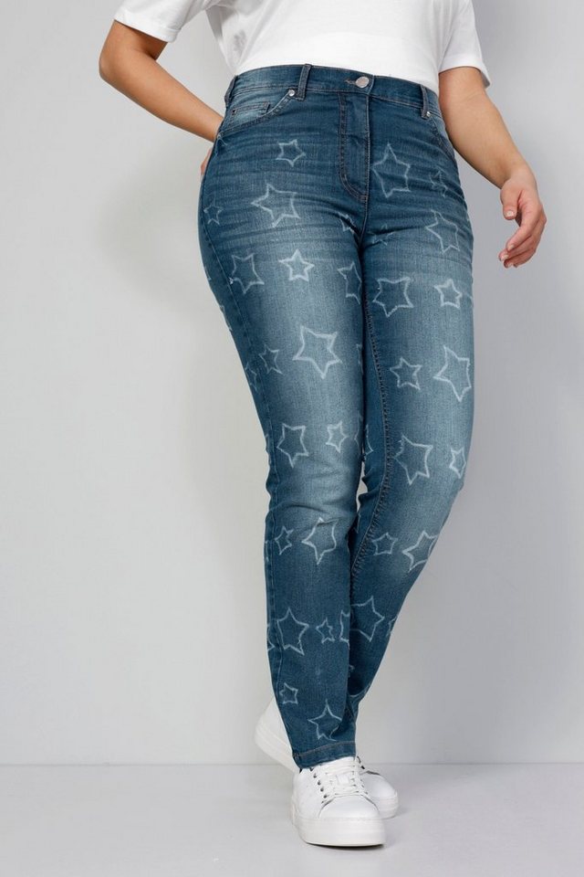 MIAMODA Regular-fit-Jeans Jeans Slim Fit Sterne 5-Pocket von MIAMODA