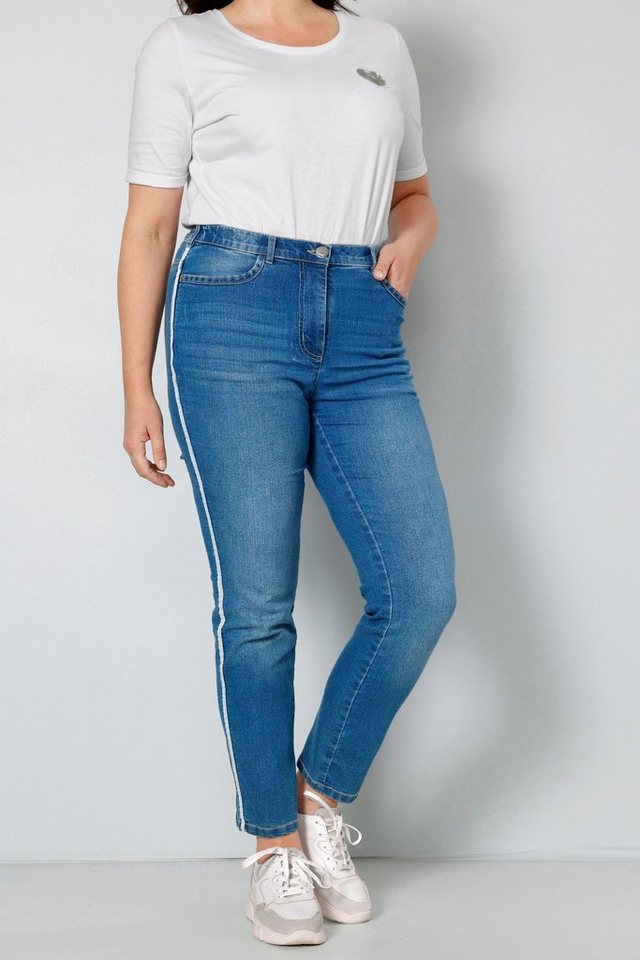 MIAMODA Regular-fit-Jeans Jeans Slim Fit Zierband 5-Pocket von MIAMODA