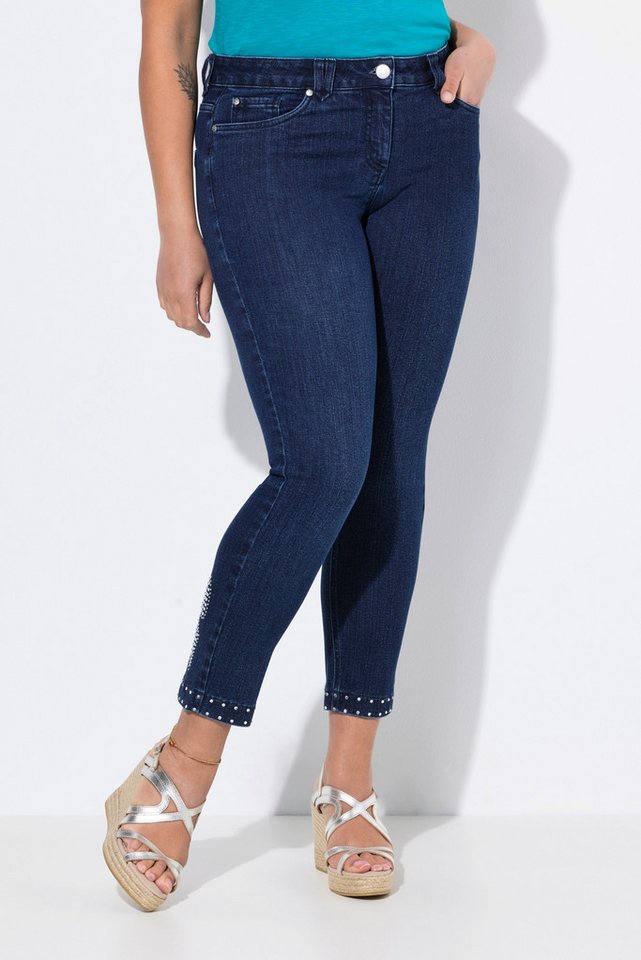 MIAMODA Regular-fit-Jeans Jeans Slim Fit Ziersteinchen-Saum Glitzerschleife von MIAMODA
