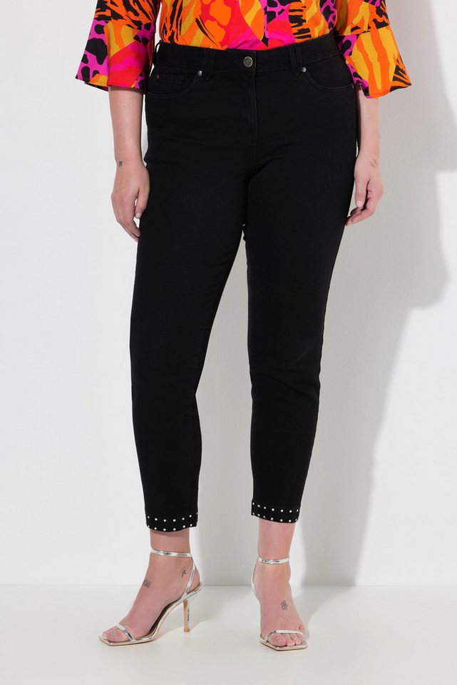 MIAMODA Regular-fit-Jeans Jeans Slim Fit Ziersteinchen-Saum Glitzerschleife von MIAMODA