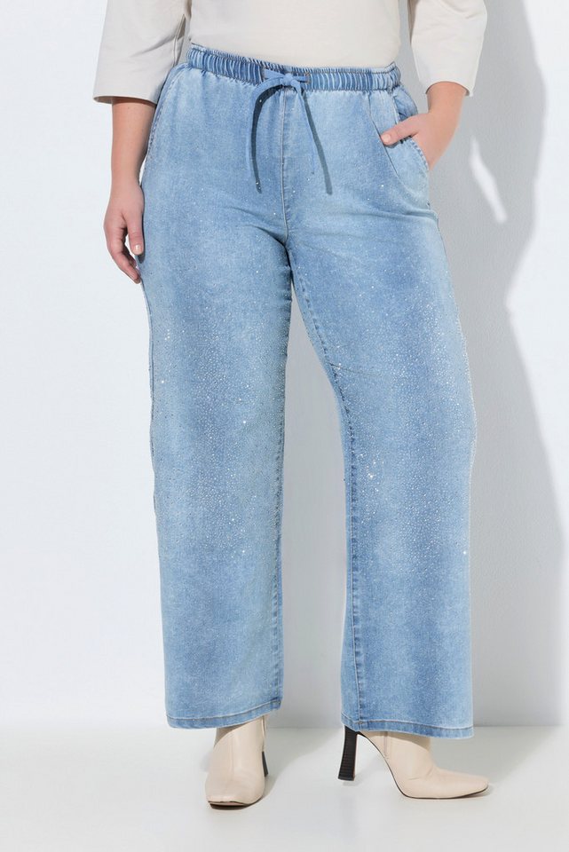 MIAMODA Regular-fit-Jeans Schlupfjeans weites Bein Glitzersteinchen von MIAMODA