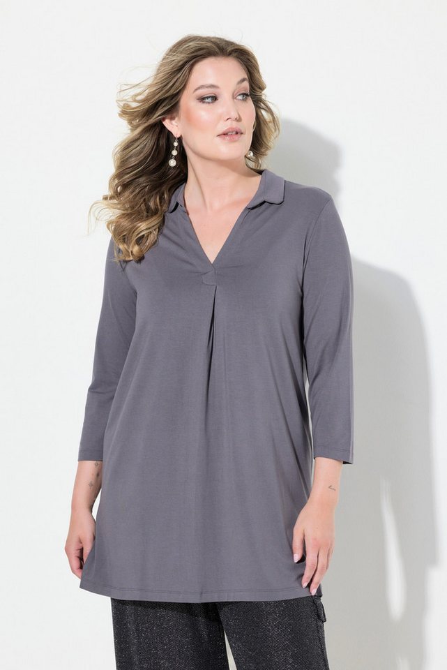 MIAMODA T-Shirt Blusenshirt Straight Fit Hemdkragen 3/4-Ärmel von MIAMODA