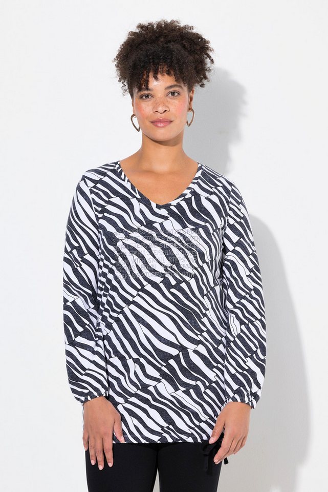 MIAMODA T-Shirt T-Shirt Classic Fit Grafikmuster Saum-Bindeband von MIAMODA