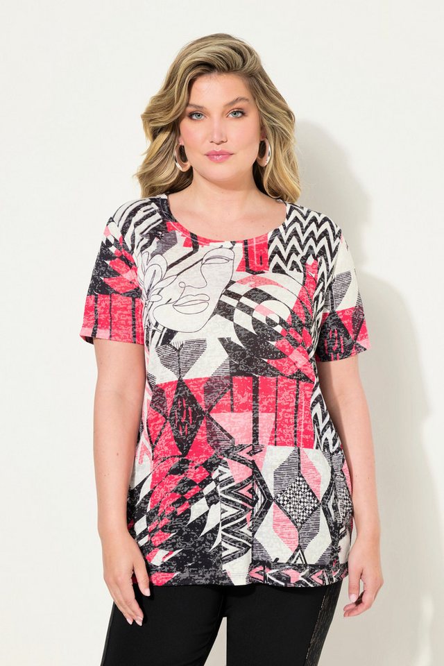 MIAMODA T-Shirt T-Shirt bequeme Passform verzierter Patch-Druck von MIAMODA