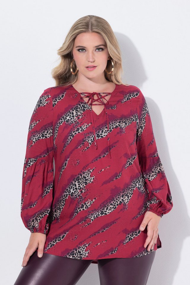 MIAMODA Satinbluse Schlupfbluse A-Linie Musterstreifen Ballon-Langarm von MIAMODA