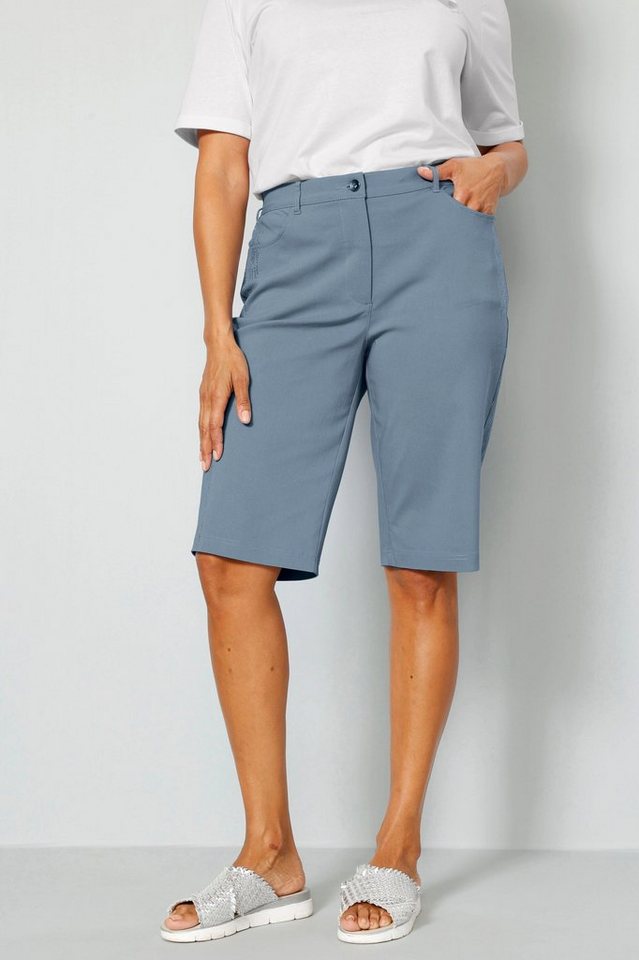 MIAMODA Shorts Bermuda Straight Fit seitlicher Silberdruck von MIAMODA