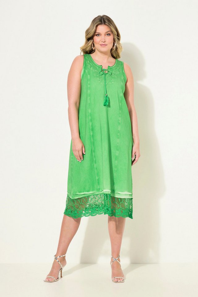 MIAMODA Midikleid Jerseykleid A-Linie cold dyed Lochstickerei von MIAMODA