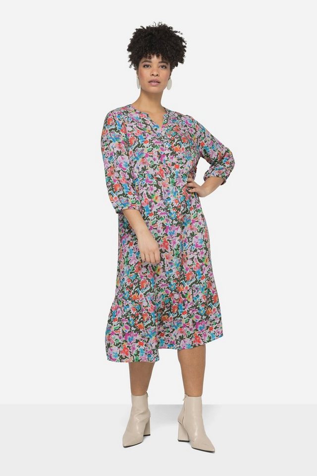 MIAMODA Maxikleid Maxikleid A-Linie Blütenmuster V-Ausschnitt von MIAMODA