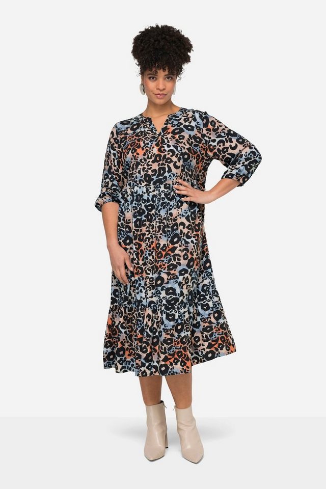 MIAMODA Midikleid Maxikleid A-Linie Leomuster Tunika-Ausschnitt von MIAMODA